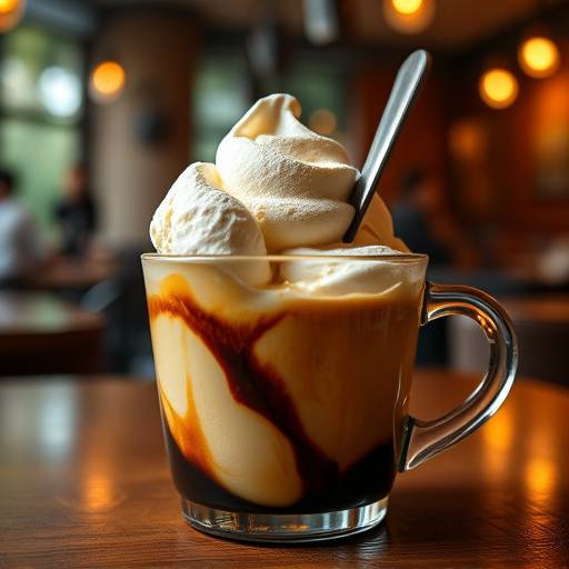 Affogato com bola de sorvete de baunilha.