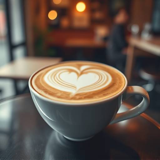 Café latte com arte latte de coraäão.