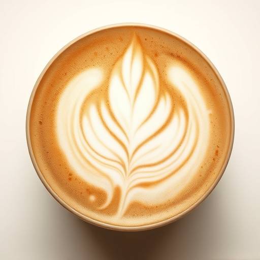 Cappuccino cremoso com arte latte de folha.