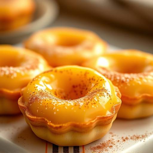 Uma seleäão de pastéis de nata frescos e dourados, polvilhados com canela.